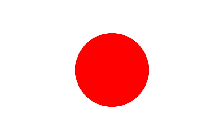 Japan flag, the sun, round, red, shape, white background, geometric shape, HD wallpaper