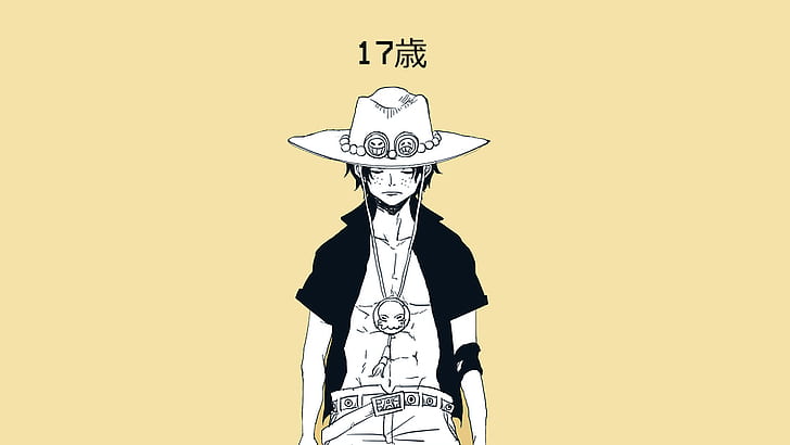 One Piece, simple background, Portgas D. Ace