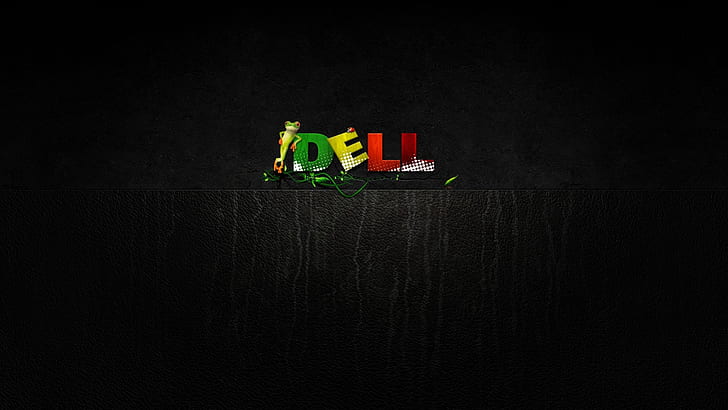 Dell Green HD, gecko, jungle, plants, red, yellow, HD wallpaper