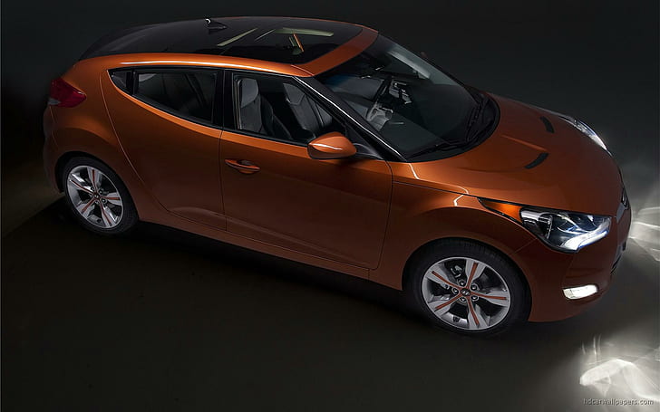 2012 Hyundai Veloster, orange 3 door hatchback, cars, HD wallpaper