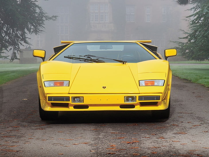 Lamborghini Countach, classic car, yellow cars, transportation, HD wallpaper