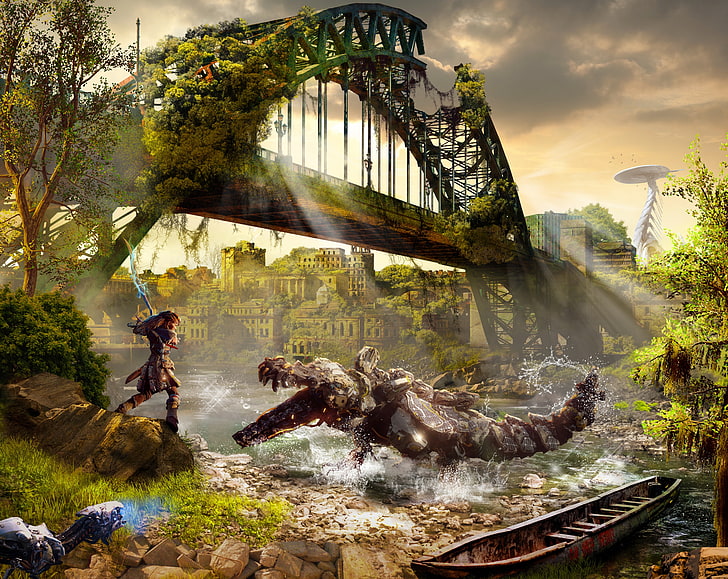 HD wallpaper: Horizon Zero Dawn Video Game Concept Art, gray bridge  illustration | Wallpaper Flare