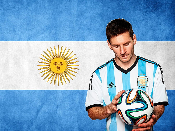 Lionel Messi-World Cup 2014 Final Argentina HD Wal.., men's white and green adidas soccer jersey shirt, HD wallpaper
