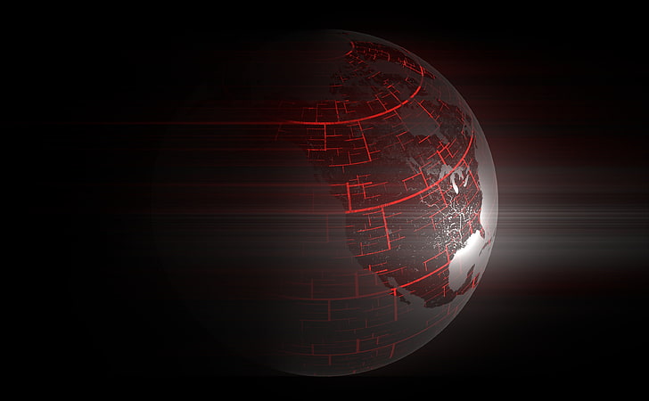 The Dark Earth, red and gray globe digital wallpaper, Artistic