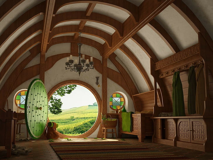 The Lord of the Rings, Bag End, Hobbits, The Shire, house, building