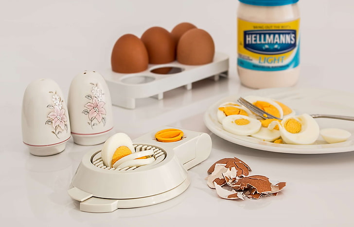 breakfast, cholesterol, cooking, egg slicer, eggs, eggshell, HD wallpaper