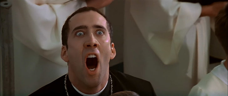 Movie, Face/Off, Nicolas Cage, portrait, mouth, mouth open