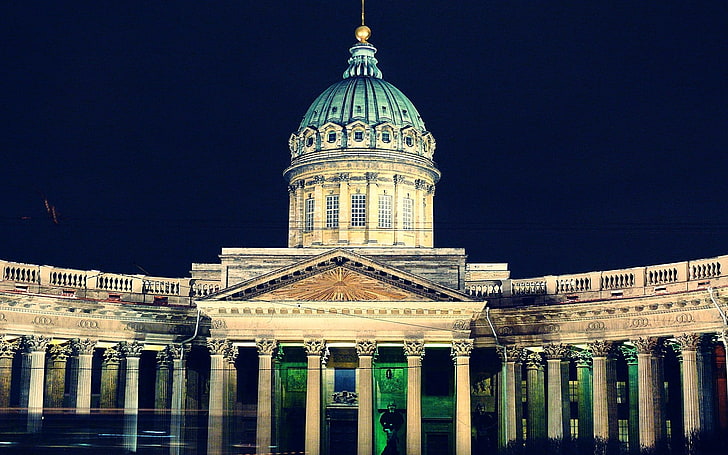 beige cathedral, st petersburg, kazan cathedral, nevsky prospect, HD wallpaper