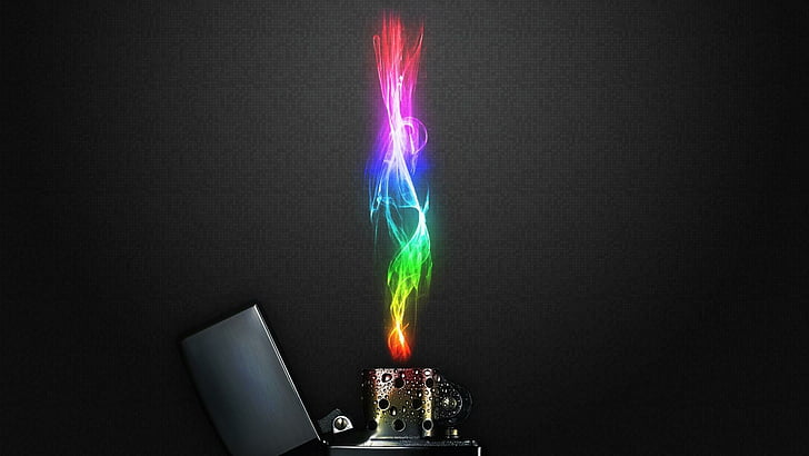 lighter, colors, fire, frames, colored flames, dark, colorful, HD wallpaper