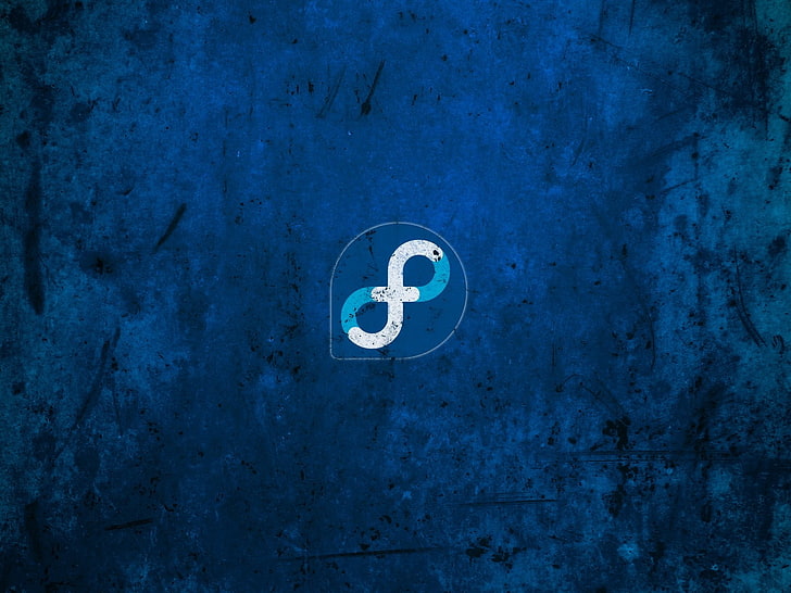 white and blue infinity logo illustration, Linux, Fedora, wall - building feature, HD wallpaper