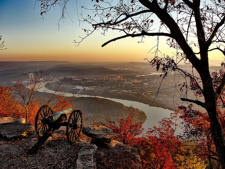 american civil war, autumn, cannon, chattanooga, cities, city, HD wallpaper