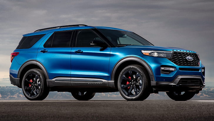 Ford, Ford Explorer ST, Blue Car, Crossover Car, Mid-Size Car, HD wallpaper