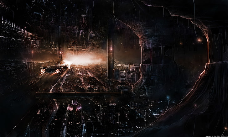 HD wallpaper: sci-fi, futuristic city, dark theme, Fantasy, architecture |  Wallpaper Flare
