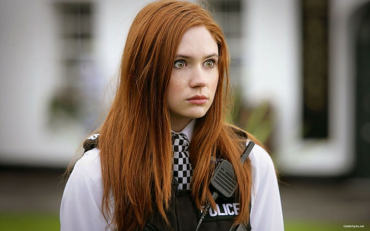 Amy Pond, Doctor Who, Hazel Eyes, Karen Gillan, police, redhead
