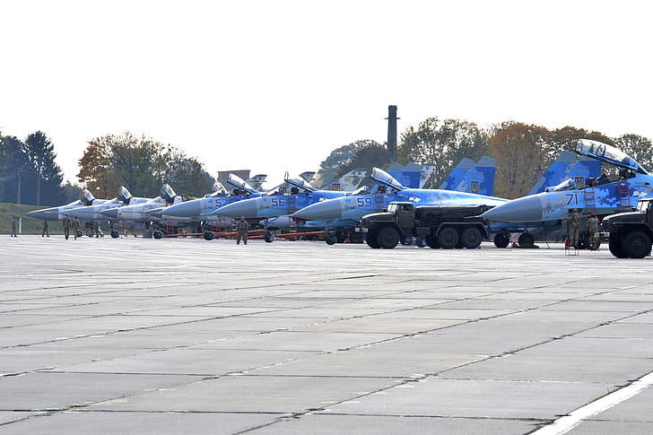 Ukraine, Su-27, Su-24MR, Su-27UB, Ukrainian air force, HD wallpaper