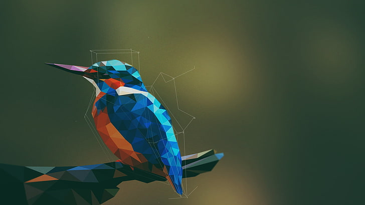 HD wallpaper: blue and orange bird cubism painting, hummingbird  illustration | Wallpaper Flare