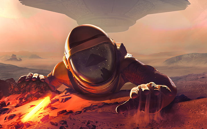 astronaut, space, In Fear, Mars Core, simple background, HD wallpaper