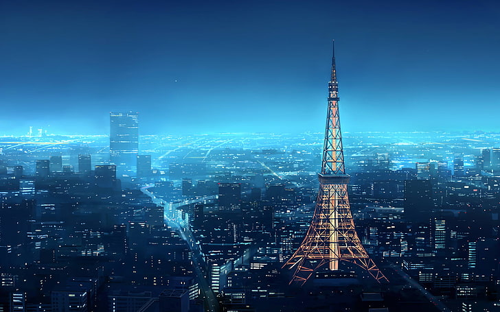 gray high-rise tower perspective, photo of Eiffel tower during nighttime, HD wallpaper