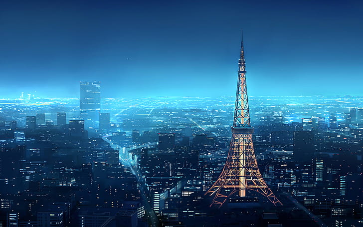 Tokyo Tower, Shirosaki Otoha, landscape, anime, Japan