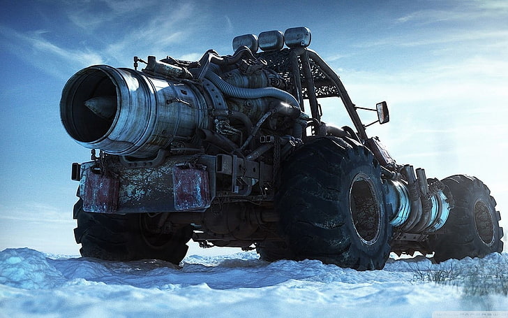 untitled, vehicle, buggy, monster trucks, turbine, engines, pipes, HD wallpaper
