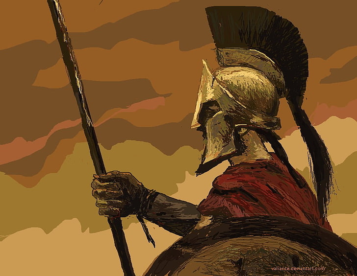 Spartans, spear, shield, helmet, soldier, 300, human representation, HD wallpaper