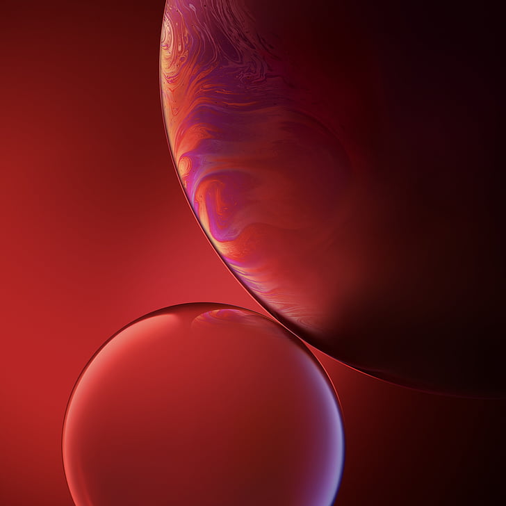 HD wallpaper: Bubbles, Red, iPhone XR, iOS 12, Stock, HD | Wallpaper Flare