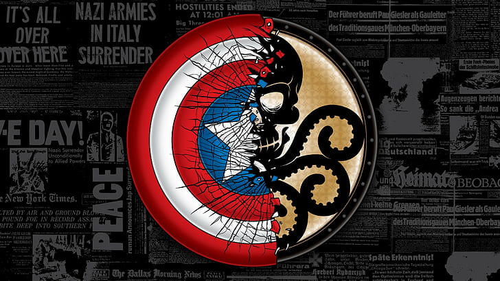 skull, shield, Hydra, Captain America, The First Avenger, Marvel Comics, HD wallpaper