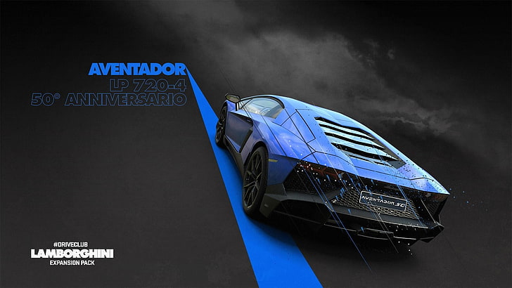 blue Lamborghini Aventador super car, Driveclub, video games