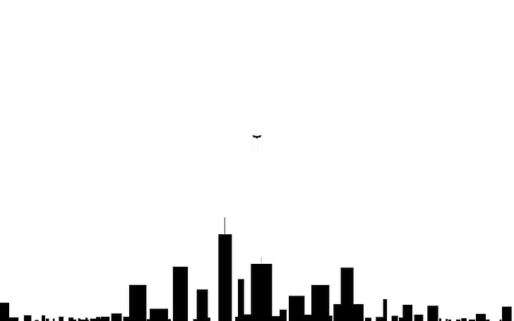 black and white text illustration, simple, minimalism, city, silhouette