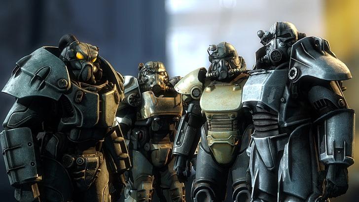 four robot action characters wallpaper, rendering, fallout, wasteland, HD wallpaper