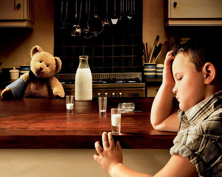 HD wallpaper: laughing, teddy bears, children, milk, humor, childhood, boys  | Wallpaper Flare