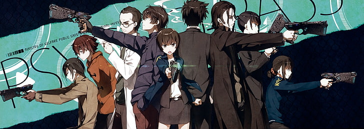 Psycho-Pass, Kougami Shinya , Tsunemori Akane, group of people, HD wallpaper