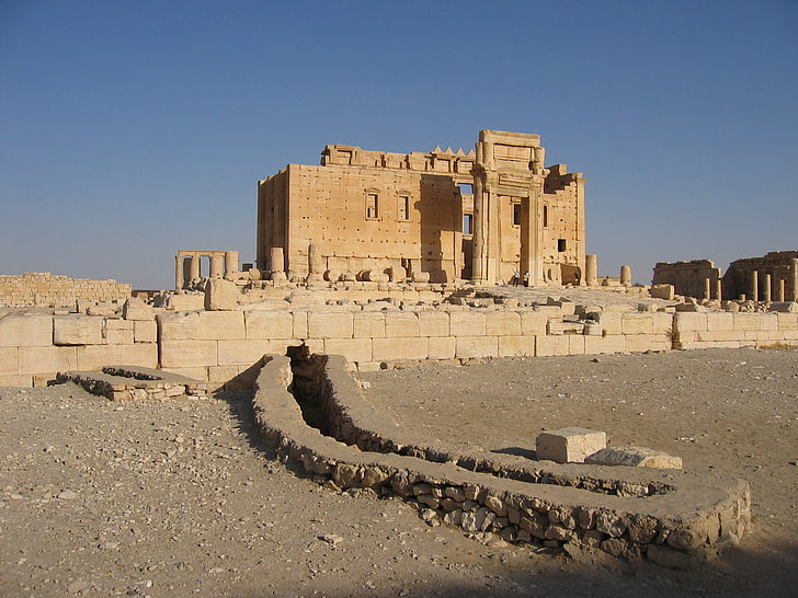 beige temple, The city, Ancient, Syria, Palmyra, Bela, architecture