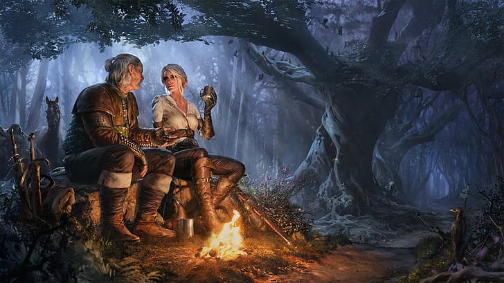 Hd Wallpaper The Witcher 3 Wild Hunt Ciri The Witcher Campfire Wallpaper Flare