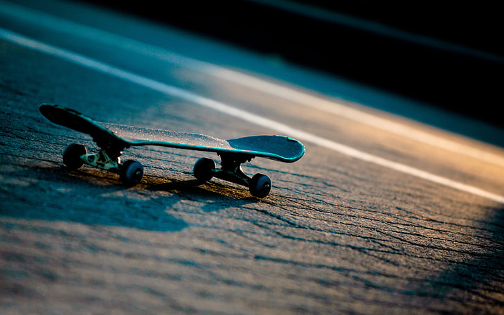 Skateboard On Road, black fingerboard, Sports, Skateboarding