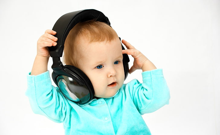 HD wallpaper: DJ Baby, black headphones, Cute, music, childhood, one person  | Wallpaper Flare