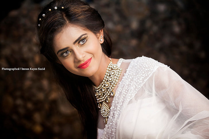 Tisha, women, model, saree, portrait, Bangladeshian, photography, HD wallpaper