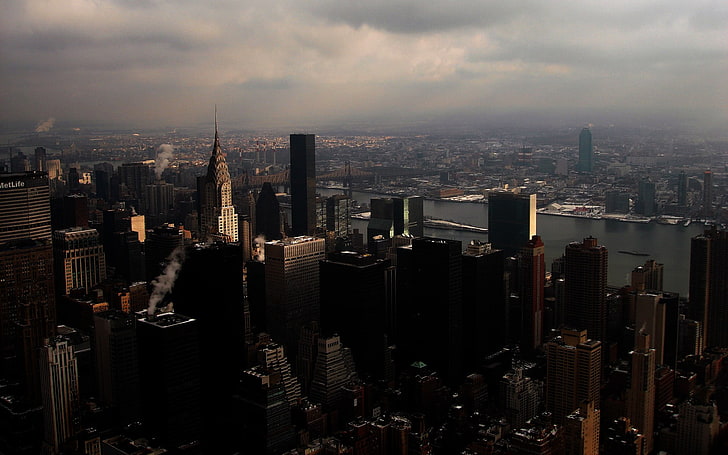 gray skyscraper, New York City, USA, cityscape, overcast, building exterior