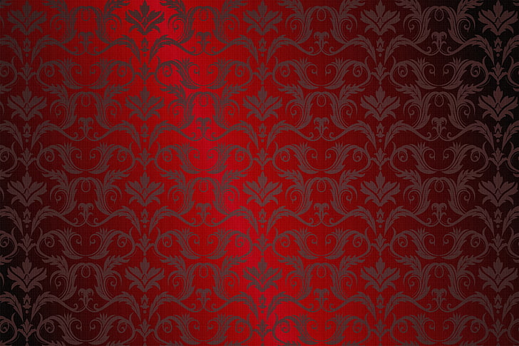 red and black wallpaper, retro, pattern, vector, dark, ornament, HD wallpaper