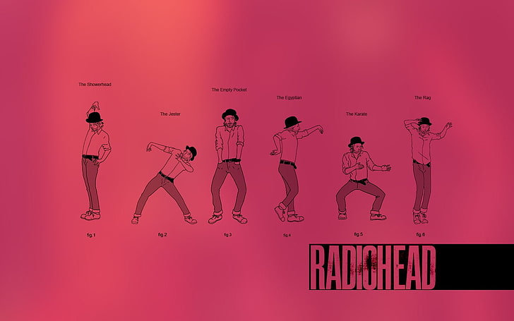 background, dancing, diagram, drawings, funny, pink, radiohead, HD wallpaper
