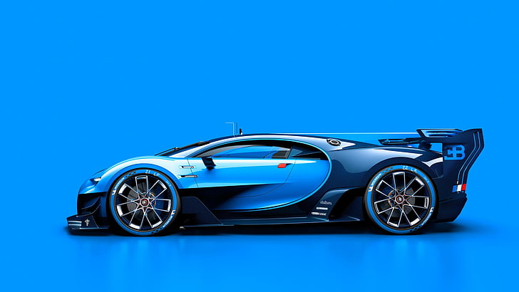 bugatti vision gran turismo show car 2015, blue, transportation, HD wallpaper