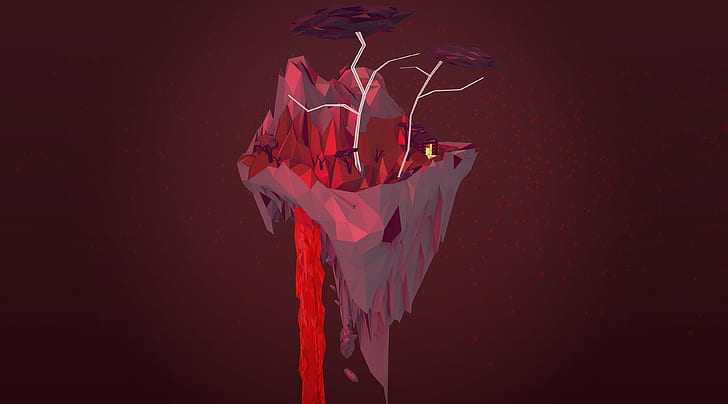 Low Poly Lava Island, Artistic, 3D, abstract, colorful, blender, HD wallpaper