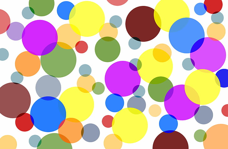 Art, Abstract, Polka Dot, Balls, Circles, Colorful, White Background, HD wallpaper