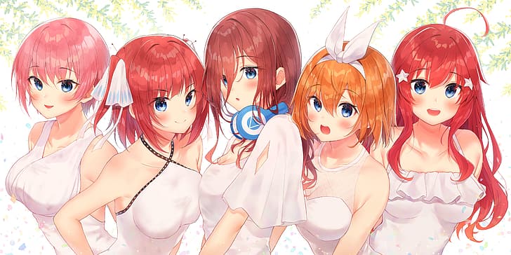 anime, anime girls, 5-toubun no Hanayome, Nakano Yotsuba, Nakano Ichika, HD wallpaper