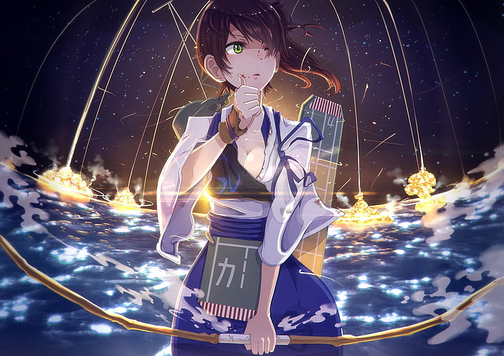 brown haired girl wearing dress anime character, Kantai Collection