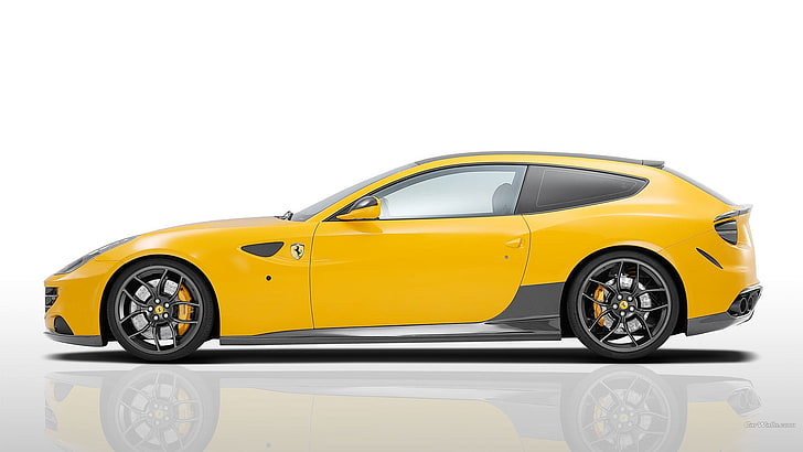 yellow and black coupe die-cast model, Ferrari FF, yellow cars