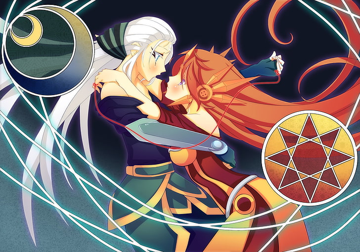 couple anime character, Diana, League of Legends, video games
