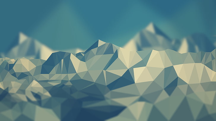 white geometrical wallpaper, low poly, mountains, simple, backgrounds, HD wallpaper