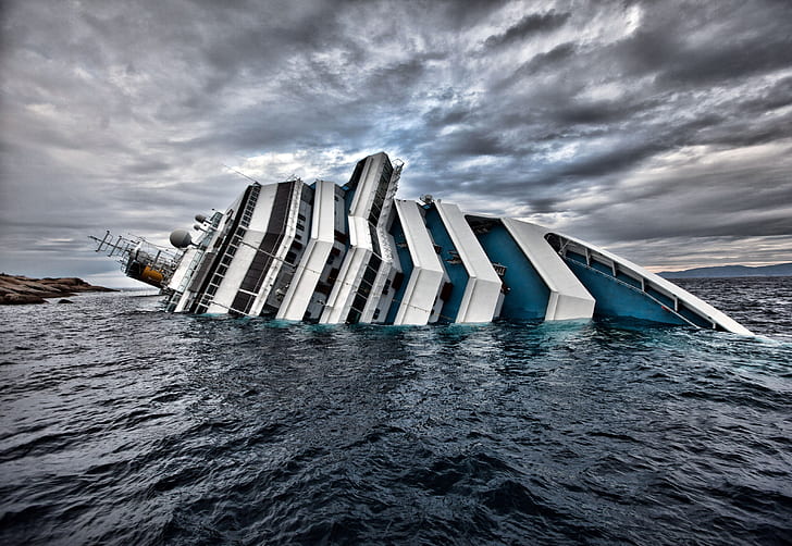ocean ships crash italian sinking ships costa concordia sea Nature Oceans HD Art