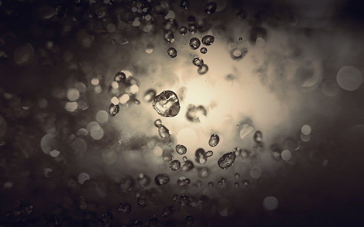 water droplet, water dew, photography, macro, water drops, sepia, HD wallpaper